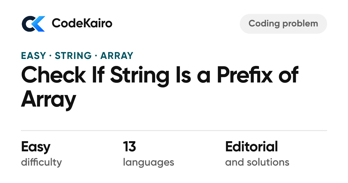 Check If String Is a Prefix of Array — Easy Problem & Solution