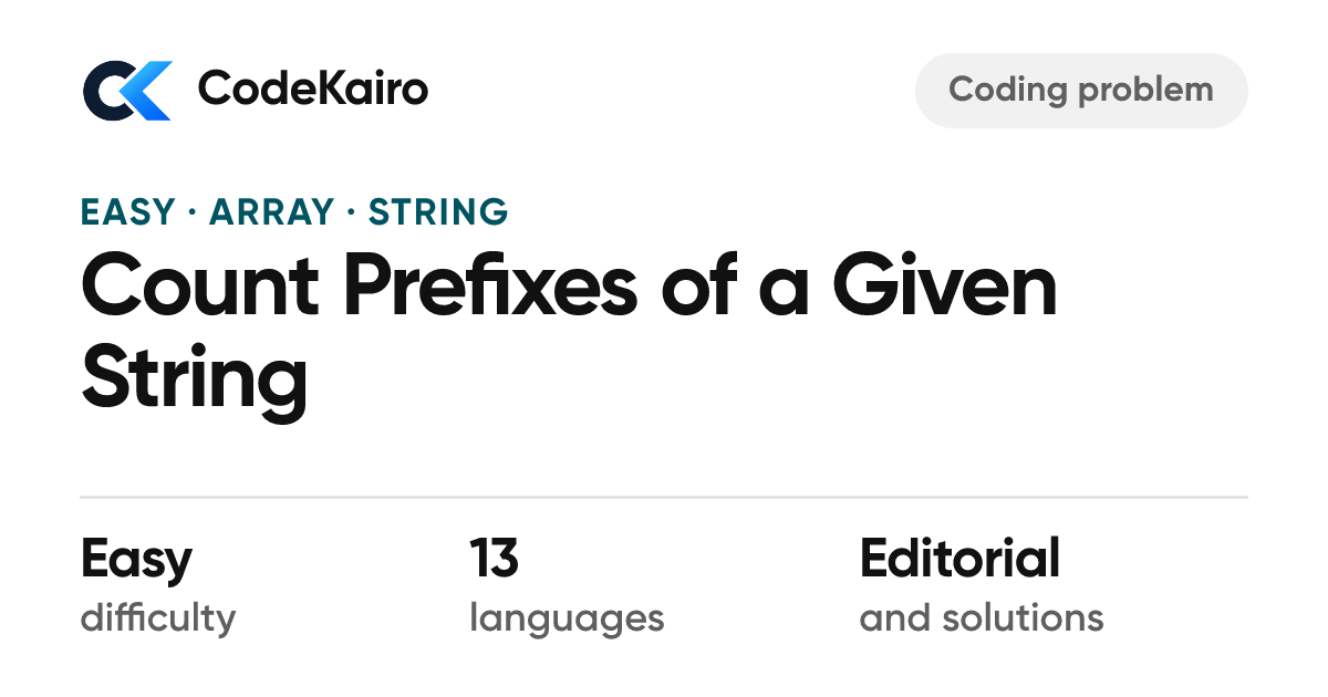 Count Prefixes of a Given String — Easy Problem & Solution